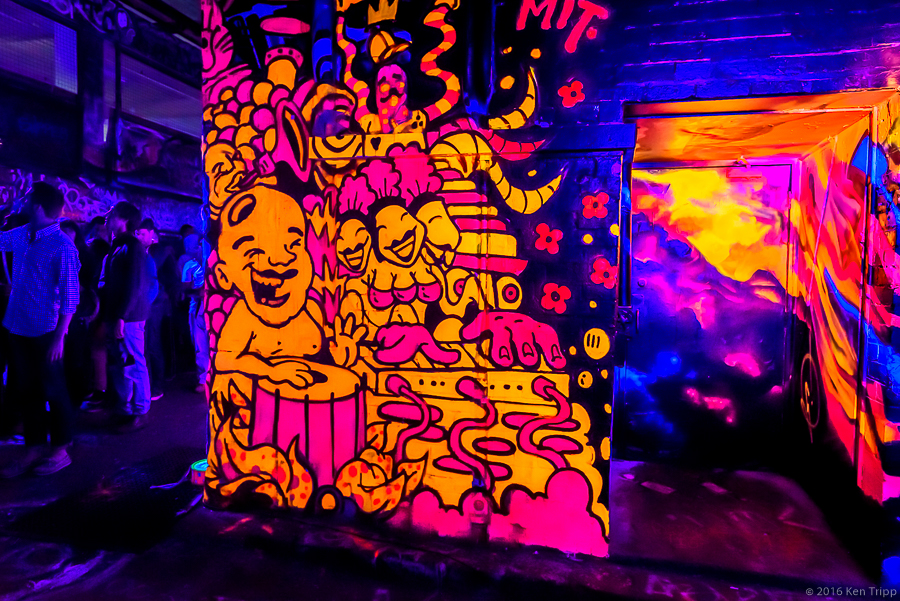 Fluro paint and black light in Rutledge Lane
