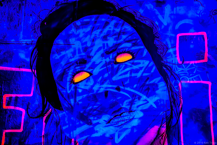 Fluro paint and black light in Rutledge Lane